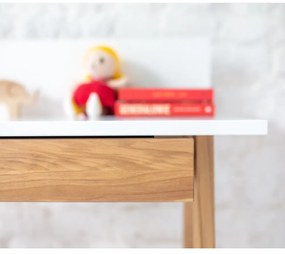 Бяло бюро с основа от ясенова дървесина, дължина 110 cm Luka - Ragaba