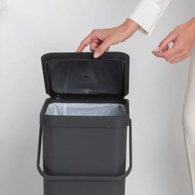 Кош за разделно събиране на боклук Brabantia Sort&Go 1004140, 40 л, Дръжка, Възможност за стенен монтаж, Тъмносив