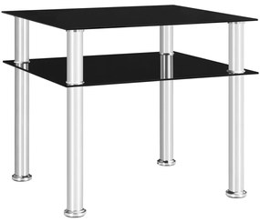 249530 vidaXL Странична маса, черна, 45x50x45 см, закалено стъкло