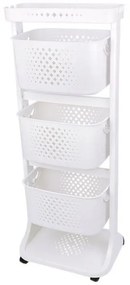 Titiz - Пластмасов стелаж на 4 етажа с колела 44x33xh112см №3 бял TZ-749