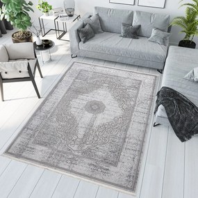 Ексклузивен сив килим с бяла ориенталска шарка Ширина: 140 см | Дължина: 200 см