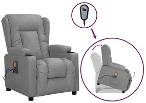 3093454 vidaXL Изправящ масажен стол, сив, изкуствена кожа