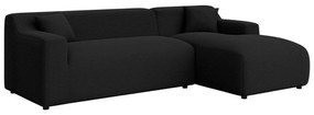 Черен ъглов диван от рипсено кадифе (десен ъгъл) Martin – Ropez