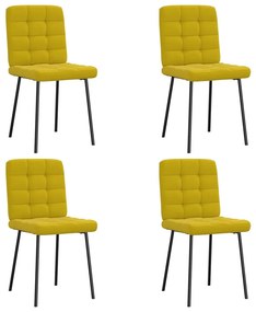 3315187 vidaXL Трапезни столове, 4 бр, жълти, кадифе