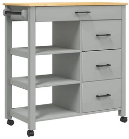 376113 vidaXL Кухненска количка "MONZA" 84x40x88,5 см борово дърво масив