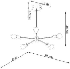 Черно осветително тяло за таван 66x66 cm Benedett – Sollux