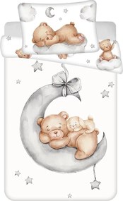 Бяло памучно детско спално бельо 100x135 cm Teddy Bear "Ribbon" – Jerry Fabrics