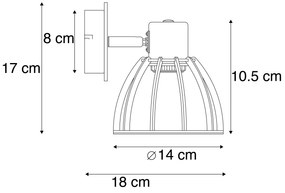 Индустриална стенна лампа черна регулируема - Fotu