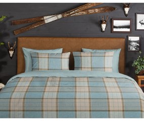 Синьо единично удължено фланелено спално бельо 140x220 cm Jacco – Good Morning