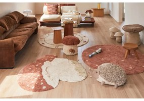 Памучен ръчно изработен детски килим подходящ за пране в тухлен цвят ø140 cm Round Dot Chestnut – Lorena Canals