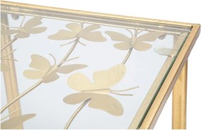 Бяла/златиста конзолна маса със стъклен плот 35x100 cm Butterflies – Mauro Ferretti