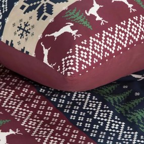 Коледен памучен комплект чаршафи с норвежки елен и дърво Ширина: 140 см | Дължина: 200 см