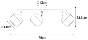 Дизайнерски спот черен със златисто и опушено стъкло 3-light - Kyan