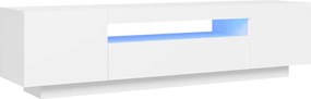 804427 vidaXL ТВ шкаф с LED осветление, бял, 160x35x40 см