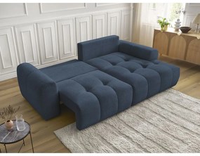 Син шенилов сгъваем/с място за съхранение ъглов диван (десен ъгъл) Roxelane – Bobochic Paris