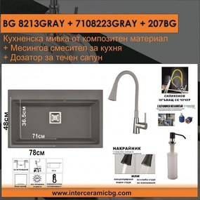 СЕТОВЕ ЗА КУХНЯ 2 в 1 / 3 в 1 BG 8213GRAY + 7108223GRAY + 207BG, Inter Ceramic