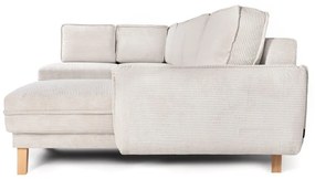 Бежов сгъваем ъглов диван от рипсено кадифе (ляв ъгъл/"U" форма) Tori – Bonami Selection