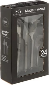 Комплект прибори Secret de Gourmet Modern Wood, Инокс, 24 части