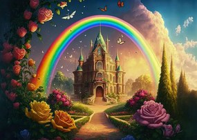 14860 - Детски тапет замък и дъга
