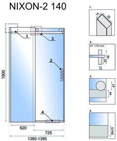Плъзгащи врати за душ кабина Rea Nixon-2 140