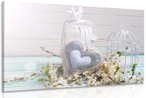 Картина на платно – Винтидж сърчице и фенерчета