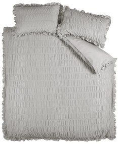 Сиво двойно удължено крепово спално бельо 230x220 cm Seersucker Frill – Catherine Lansfield