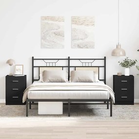 800453 vidaXL Нощни шкафчета, 2 бр, черни, 38x35x56 см, инженерно дърво
