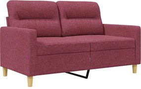 359233 vidaXL 2-местен диван, Виненочервен, 120 см, плат