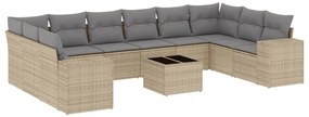 3255416 vidaXL Градински диван с възглавници, 11 части, бежов полиратан