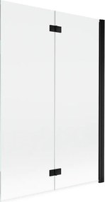 Mexen Mist параван за вана, двукрилен, дясно ориентиран 120 x 150 cm, прозрачен, черен - 8A9-120-002-70-00-P