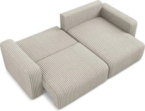 Бежов сгъваем/с място за съхранение ъглов диван от рипсено кадифе (десен ъгъл) Kona – Makamii