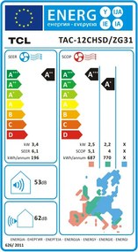 Инверторен климатик TCL SaveIN TAC-12CHSD/ZG31IS, 12000 BTU, 22 м2, А++/А+, Wi-Fi, iFeel, ECO, Автоматично почистване, Google Home и Alexa, Gentle Cool, Бял