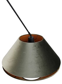 Висящ полилей черен с двойна кадифена абажура зелена със златен интериор - Blitz