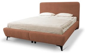 Теракотено двойно тапицирано легло с място за съхранение и включена подматрачна рамка 160x200 cm Makapu – Makamii