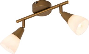 Класически таванен прожектор златен с матово стъкло 2-светлина - Madi