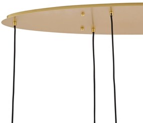 Хотелски шик висяща лампа месинг с бяло стъкло правоъгълна 6-лампи - Misty