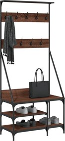 Стойка за дрехи и рафт за обувки, кафяв дъб, 80x40x184 см