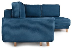 Син сгъваем ъглов диван от рипсено кадифе (десен ъгъл) Tori – Bonami Selection
