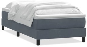 3315910 vidaXL Боксспринг легло с матрак, тъмносиво, 100x210 см, кадифе