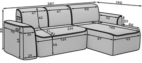 Син/кремав ъглов диван от прежда с примки от букле (десен ъгъл) Ume – ELTAP