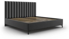 Тъмносиво тапицирано двойно легло с място за съхранение с включена подматрачна рамка 200x200 cm Casey – Mazzini Beds