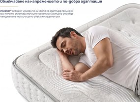 Матрак Onesleep, Verso Adapt Sleep Technology, 180x200x28, Среден към твърд, Покет пружина, Високоеластична пяна