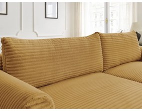 Разтегателен ъглов диван от рипсено кадифе в цвят горчица (десен ъгъл) Lucien – Bobochic Paris