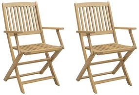 365741 vidaXL Сгъваеми градински столове 2 бр 58x54,5x90 см акация масив
