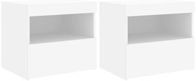 836764 vidaXL Нощни шкафчета с LED осветление, 2 бр, бели, 50x40x45 см