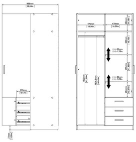 Тъмносив гардероб 99x200 cm Sprint – Tvilum