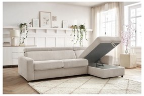 Кремав разтегателен ъглов диван от рипсено кадифе (променлив) Monaco – Bobochic Paris