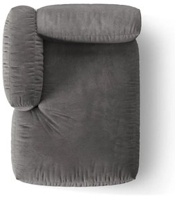 Сив кадифен модул за диван (ляв ъгъл) Martina – Micadoni