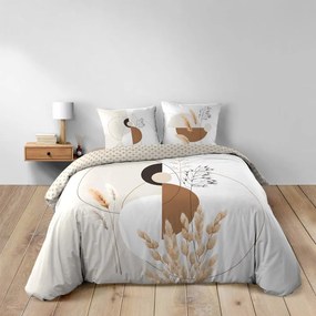 Бяло/бежово двойно удължено памучно спално бельо 240x220 cm Natacha – douceur d'intérieur