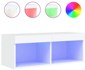 837141 vidaXL ТВ шкаф с LED осветление, бял, 80x30x30 см